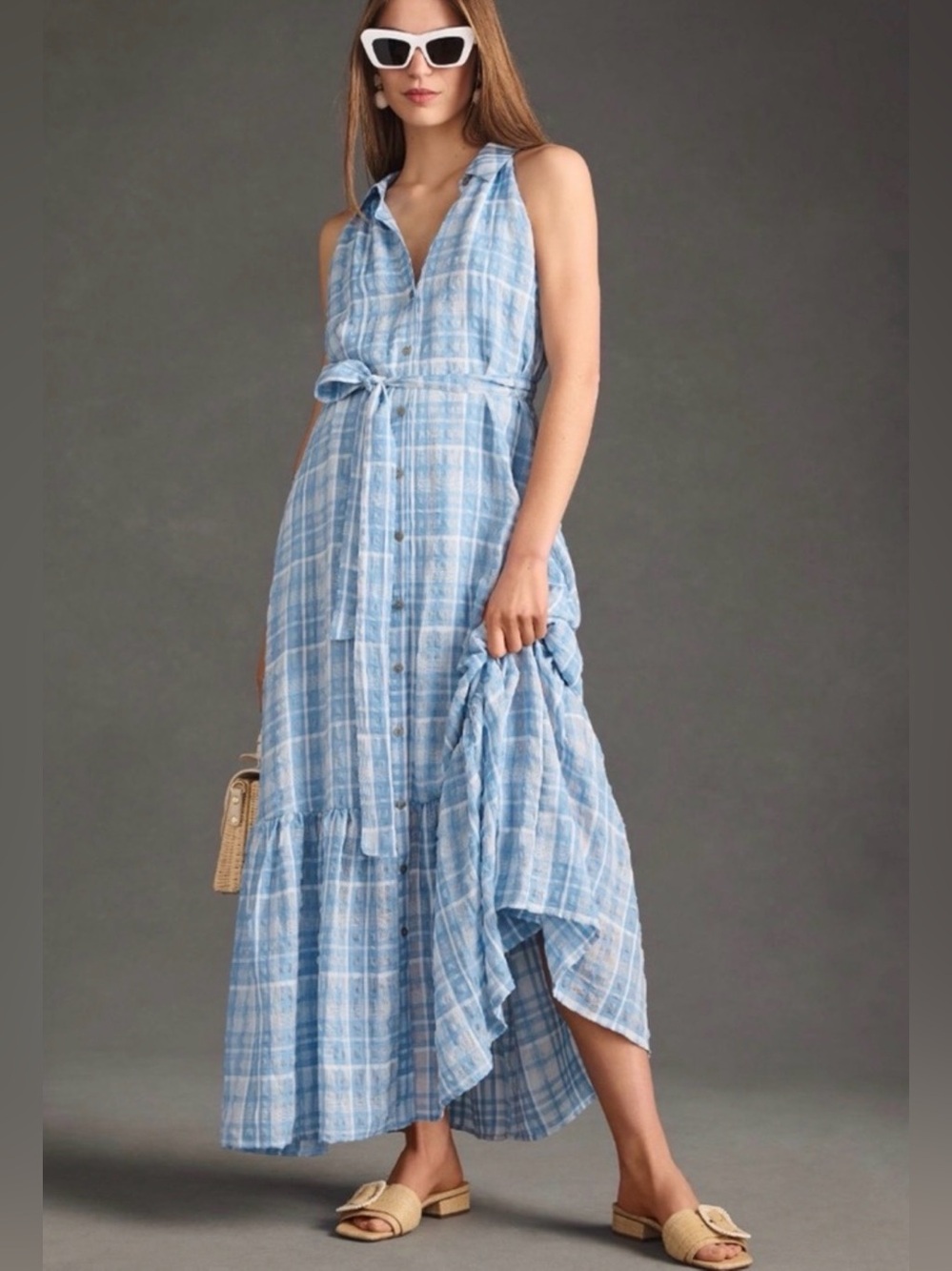 Anthropologie Sleeveless Buttondown Shirt Dress Size S